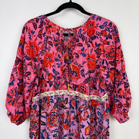 by Anthropologie Mabel Tiered A-line Mini Dress Mixed Floral Prints Small - Picture 7 of 12